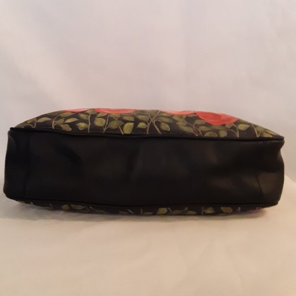 Vintage Isabella Fiore Black Rose Floral Purse Lowest Price - Picture 5 of 9